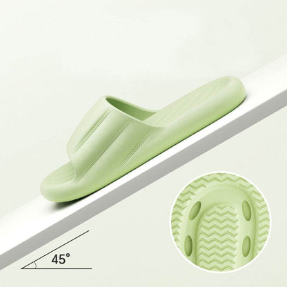 Fashion Solid Color Striped Slippers - Non-slip Thick Bottom for Couples - Buy Center