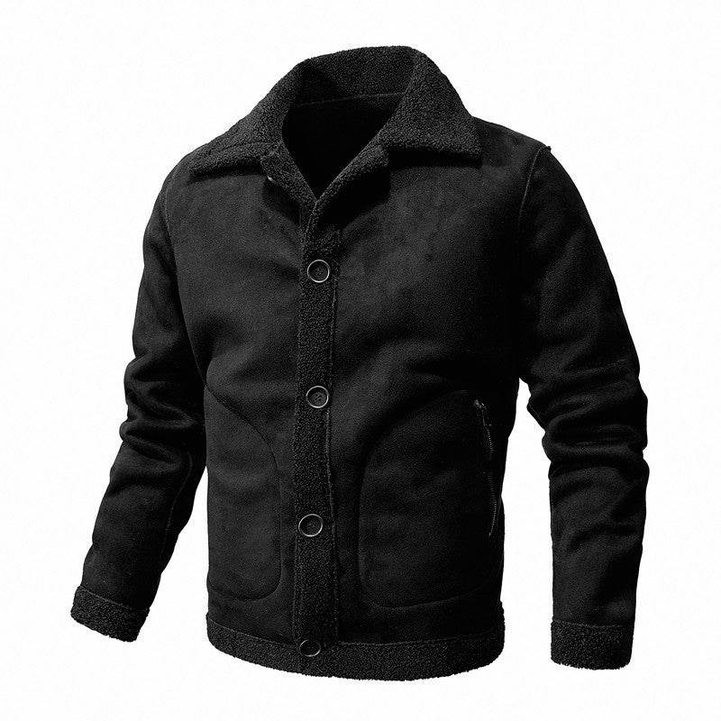 Stylish Solid Color Fur Coat for Men - Casual Slim Fit Winter Jacket - Buy Center