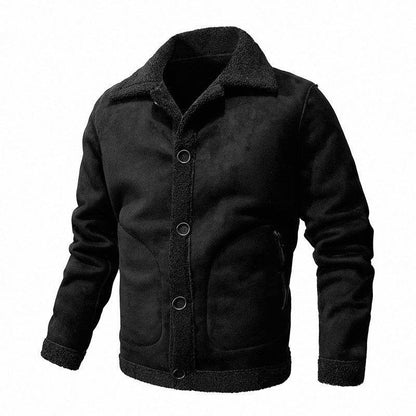 Stylish Solid Color Fur Coat for Men - Casual Slim Fit Winter Jacket - Buy Center