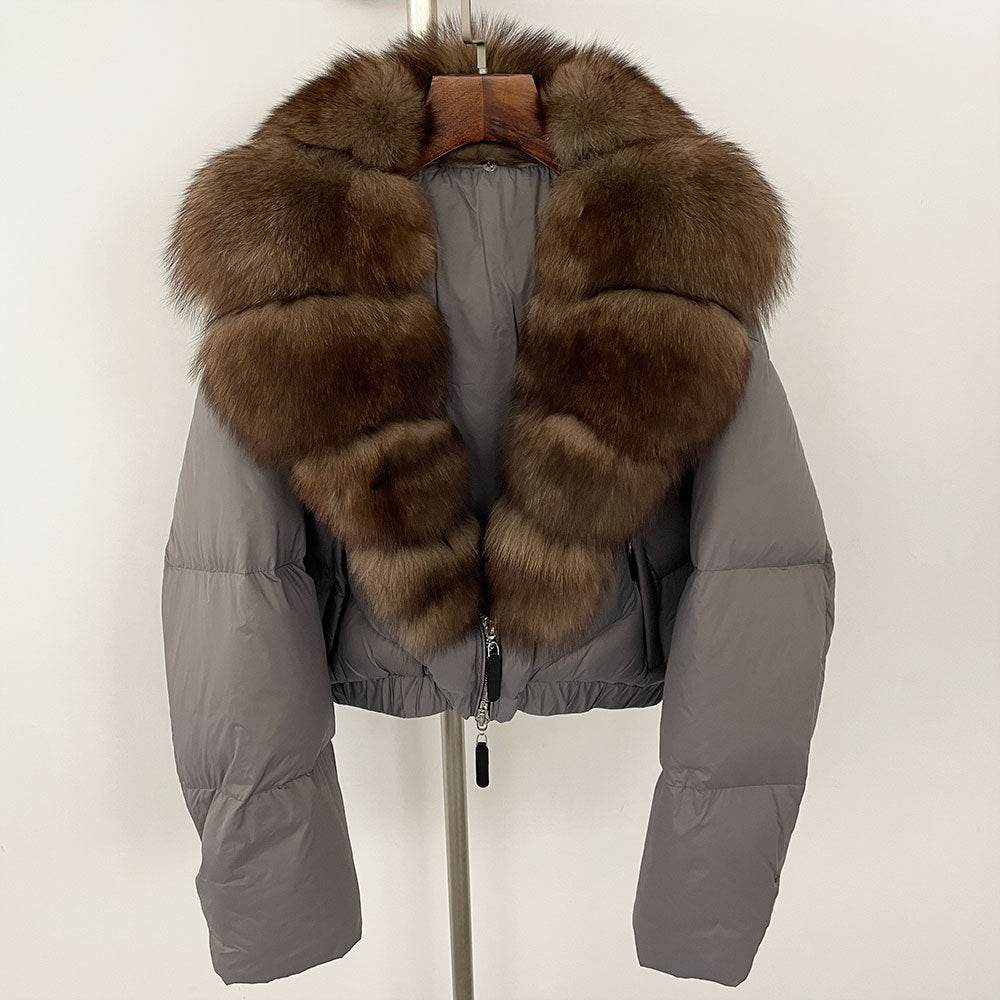 Luxurious Fox Fur Collar Down Jacket - Thick Stylish Coat for Women - Buy Center
