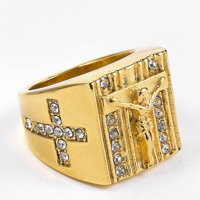 Vintage Men's Jesus Cross Ring - Retro Stainless Steel Jewelry for Him - Buy Center