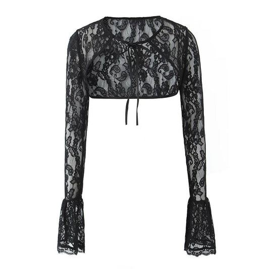 Buycenter Lace Suspender Skirt & Cardigan Set - Elegant 3-Piece Outfit - Buy Center