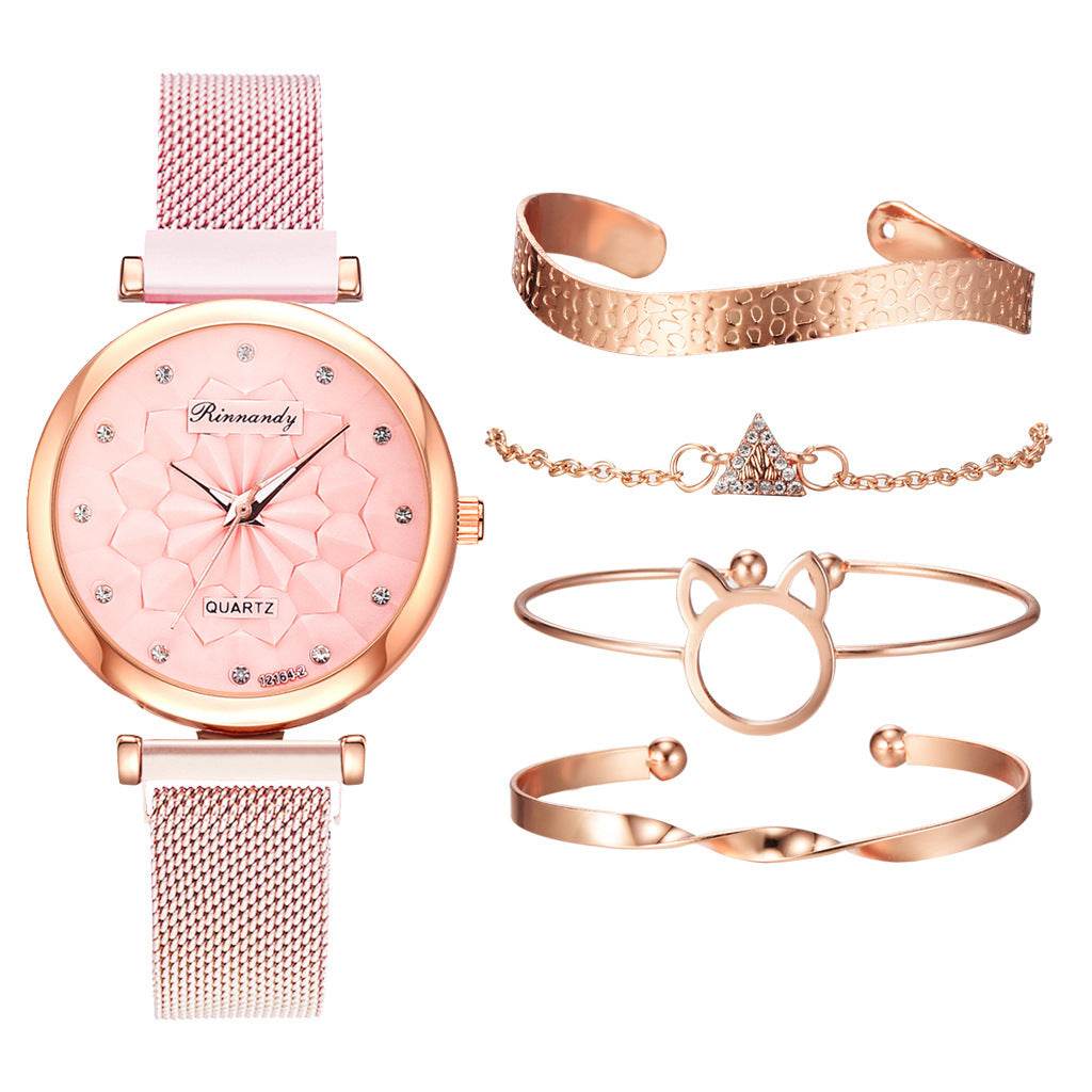 Women's Milan Mesh Strap Watch - Elegant with 4 Colorful Bracelets - Buy Center