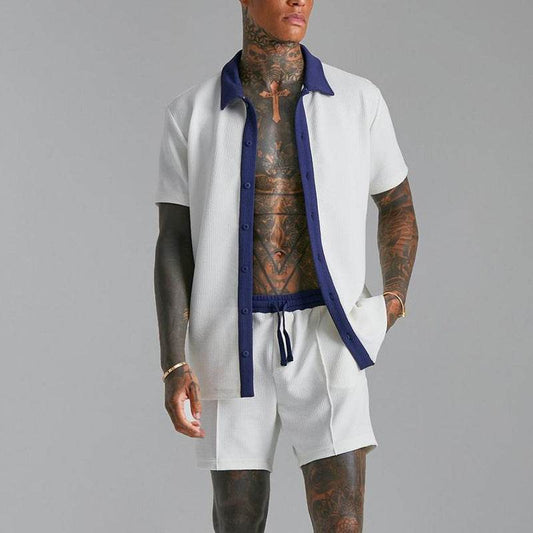 Buycenter Men's Casual Sports Suit - Stylish Geometric Short Set - Buy Center
