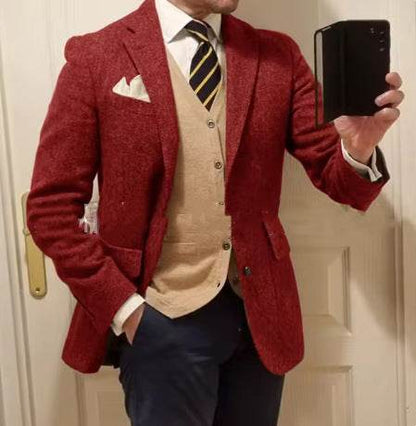 Buycnter Slim Fit Herringbone Coat - Stylish Blazer for Modern Men - Buy Center