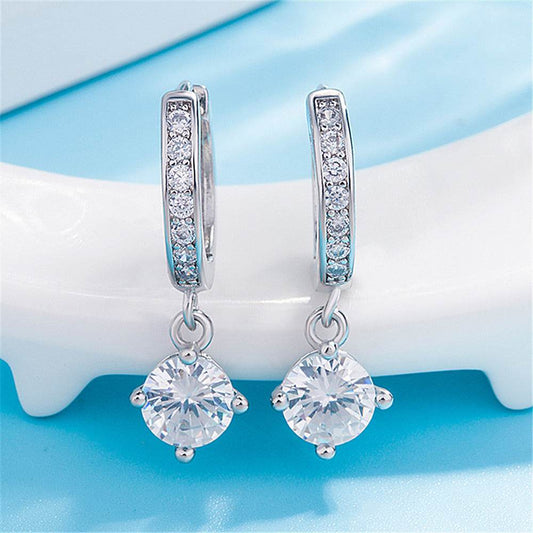 Buy Center Copper Zircon Earrings - Elegant Design with Electroplating - Buy Center