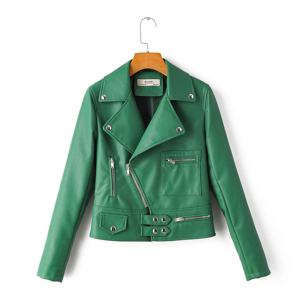 Buycenter Ladies Motorcycle PU Jacket - Stylish Lapel Zipper Design - Buy Center