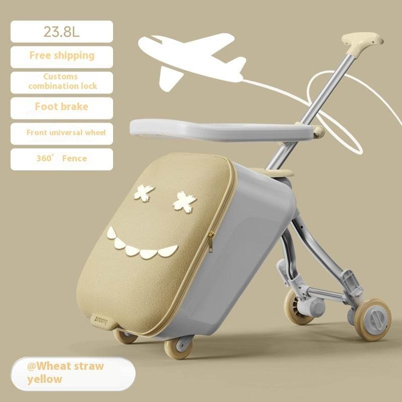 Children's Riding Trolley Case - Mustard Green & Light Yellow Luggage - Buy Center