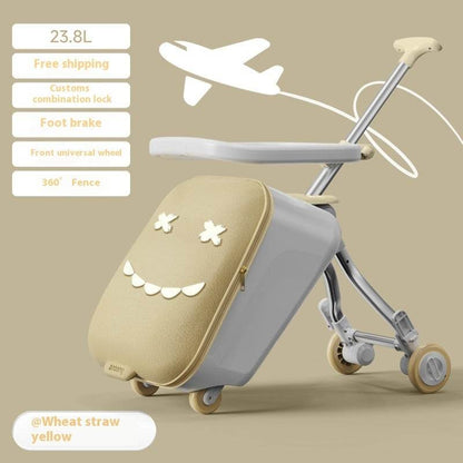 Children's Riding Trolley Case - Mustard Green & Light Yellow Luggage - Buy Center
