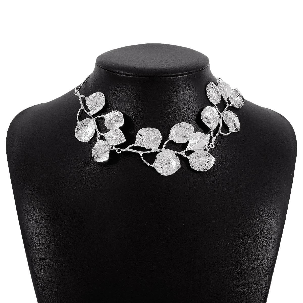 2025 Luxury Metal Leaf Earrings & Choker Set - Elegant Jewelry Gift - Buy Center