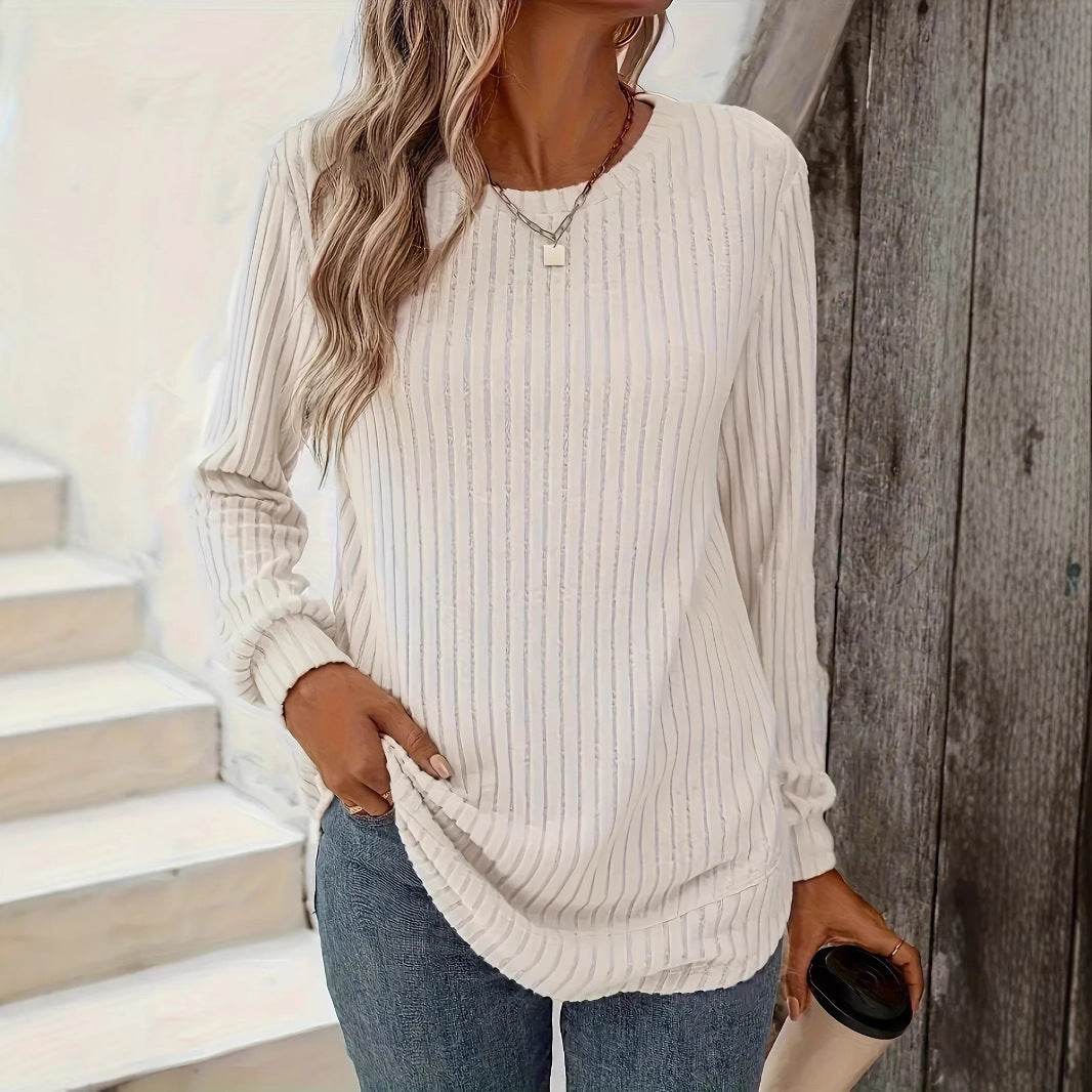 European & American Loose Crew Neck Top - Stylish Casual Women’s Pullover - Buy Center