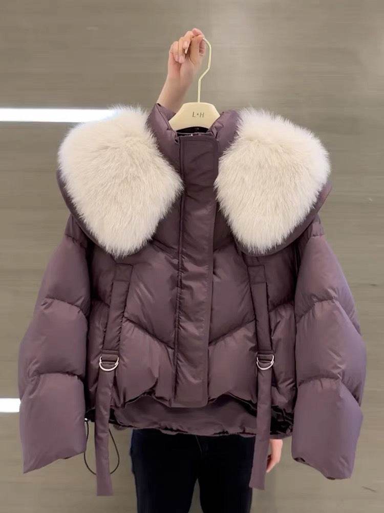 Women's Winter Black Cotton Padded Coat - Stylish, Warm, Chic Fur Collar - Buy Center