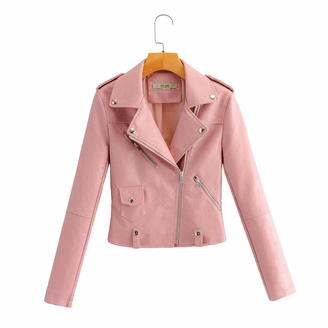 Buycenter Women's Slim-fit PU Motorcycle Jacket - Short Fashion Style - Buy Center