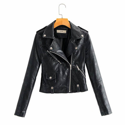 Buycenter Women's Slim-fit PU Motorcycle Jacket - Short Fashion Style - Buy Center