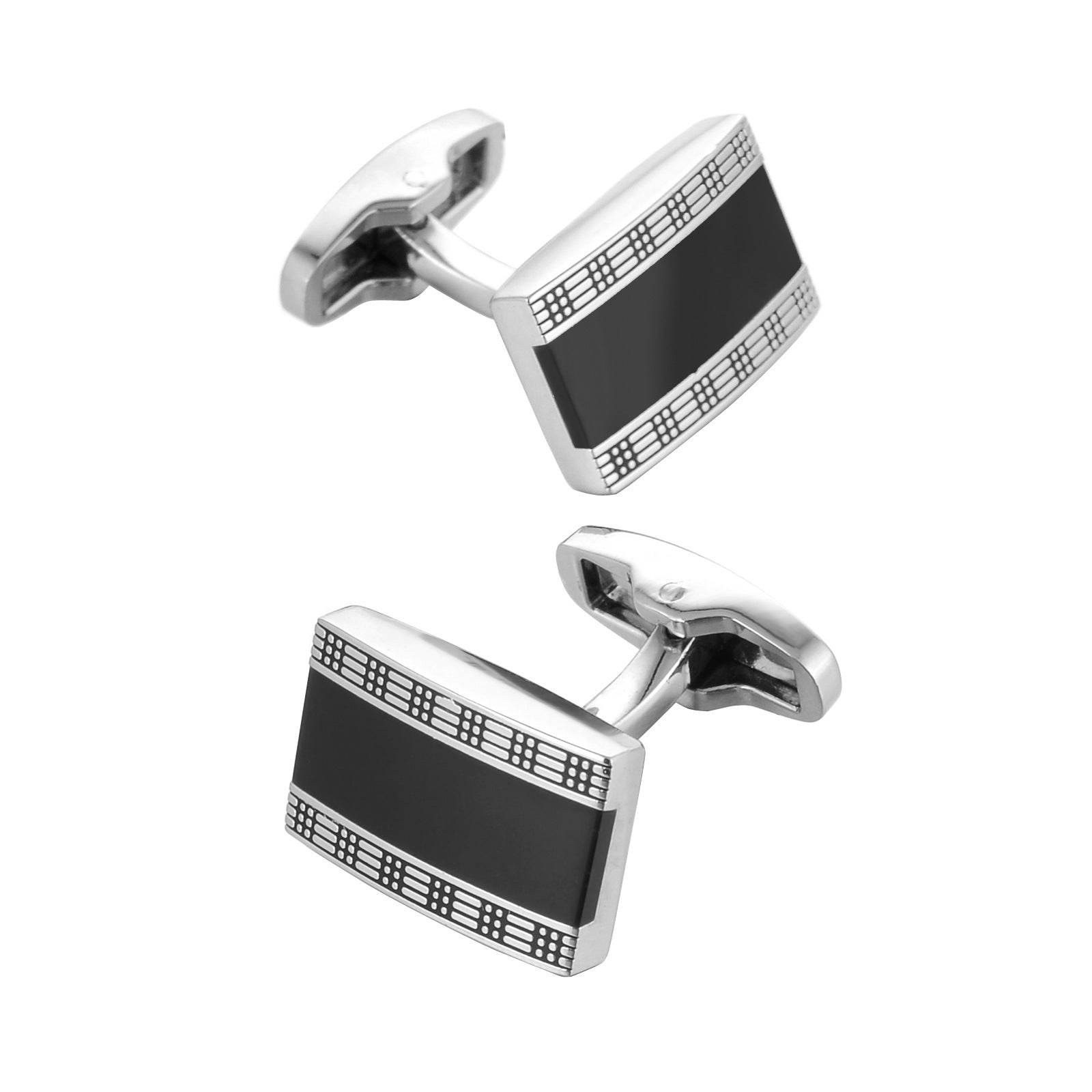 Black Enamel Men's Cufflinks - Stylish Copper Geometry Design - Buy Center