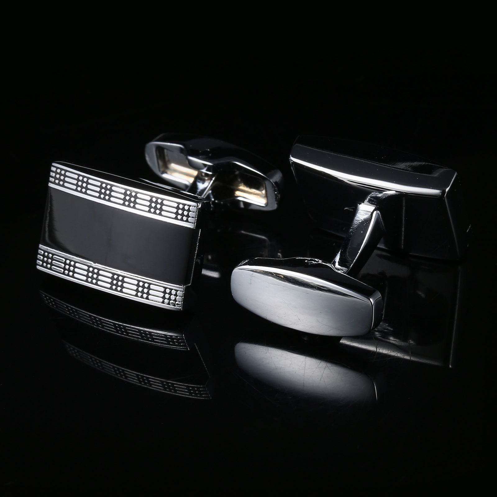 Black Enamel Men's Cufflinks - Stylish Copper Geometry Design - Buy Center