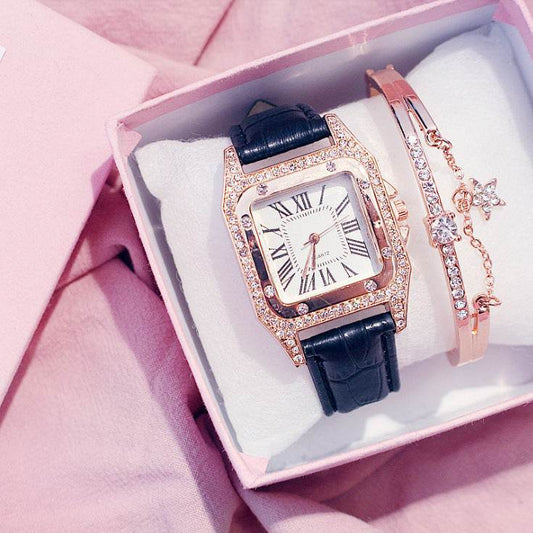 Elegant Square Dial Quartz Watch - Waterproof Lovers' Timepiece 2025 - Buy Center