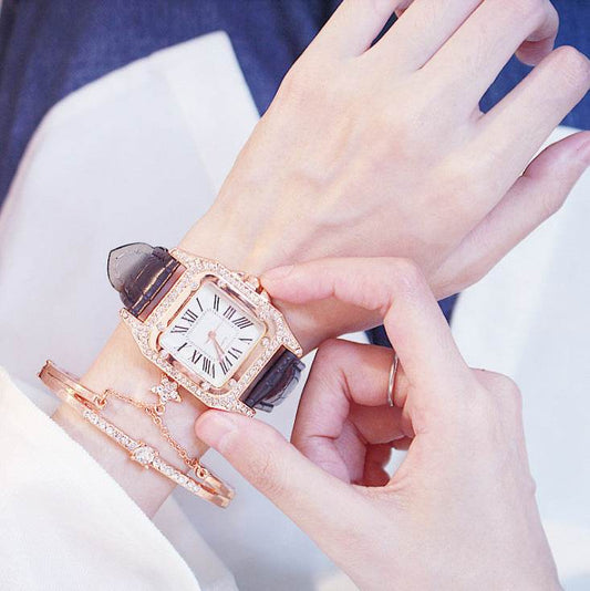 Elegant Square Dial Quartz Watch - Waterproof Lovers' Timepiece 2025 - Buy Center
