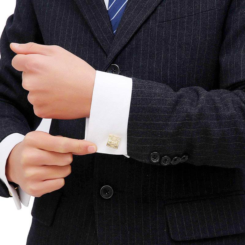 High-Quality Men's Cuff Links - Gold with White Crystal Detail 2025 - Buy Center
