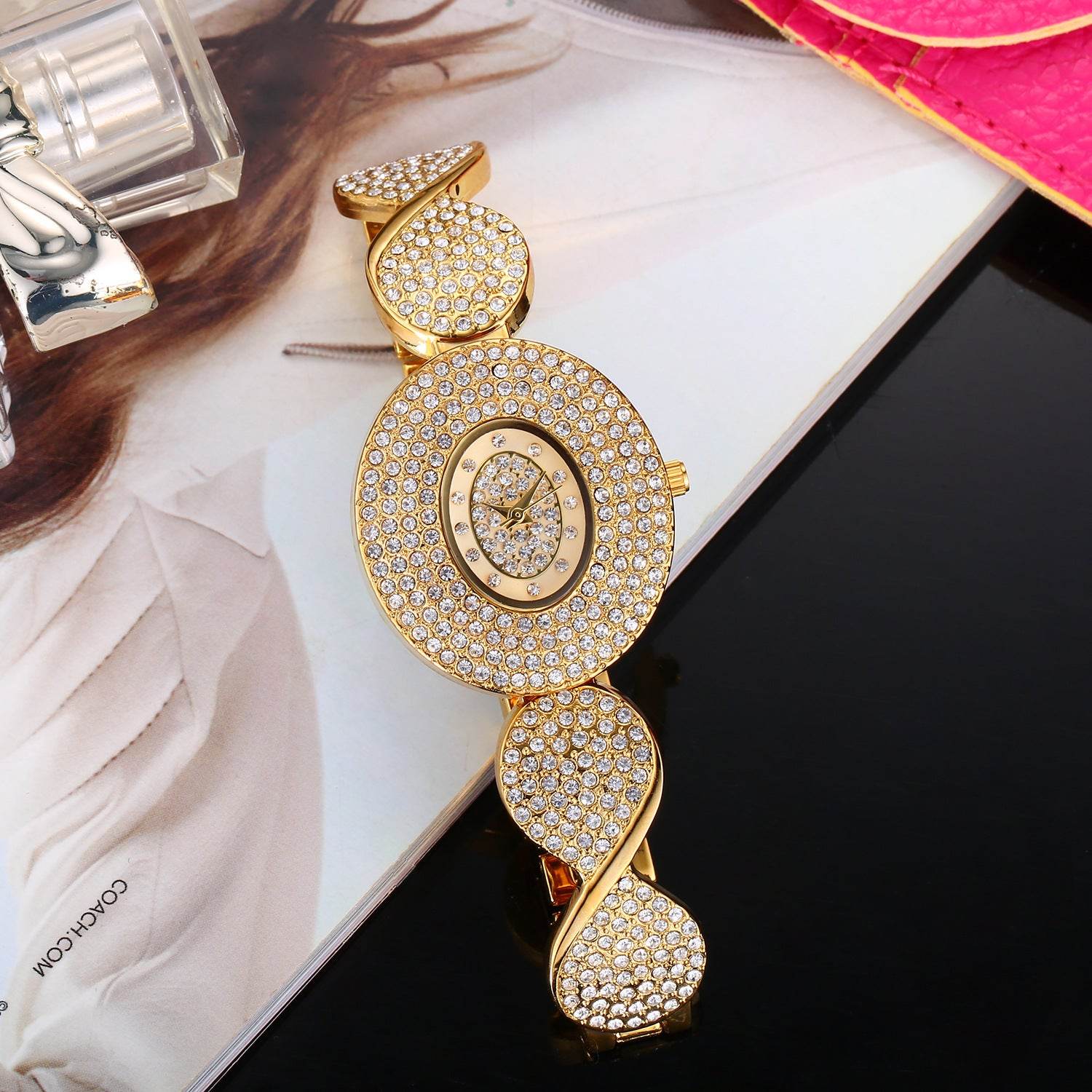 Women's Gold Diamond Bracelet - Elegant Creative Watch, Waterproof 10m - Buy Center