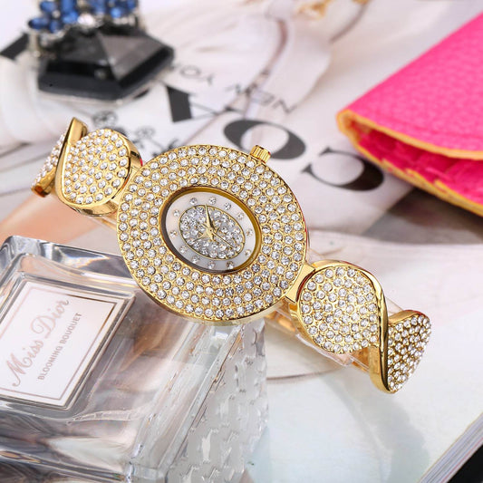 Women's Gold Diamond Bracelet - Elegant Creative Watch, Waterproof 10m - Buy Center
