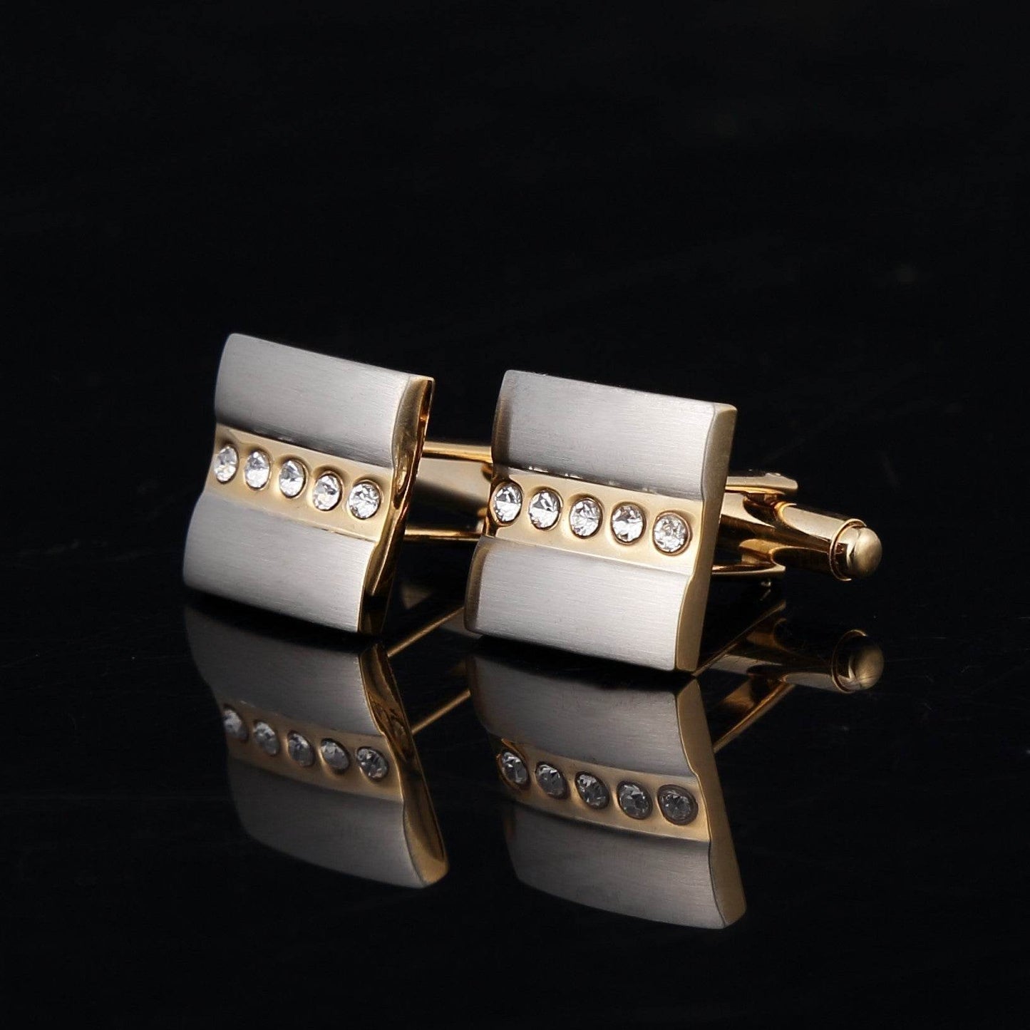 Two-Tone Brushed Metal Copper Cufflinks - Stylish Geometric Design for Men - Buy Center