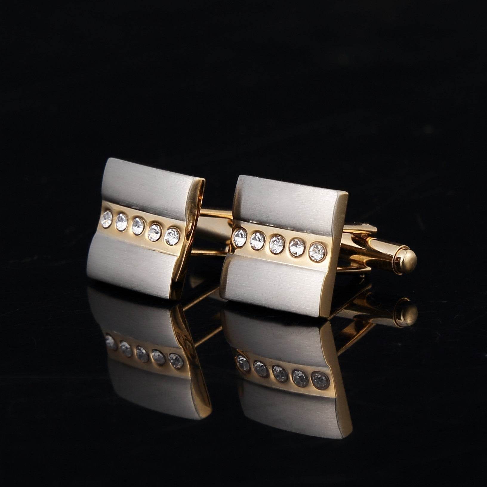 Two-Tone Brushed Metal Copper Cufflinks - Stylish Geometric Design for Men - Buy Center