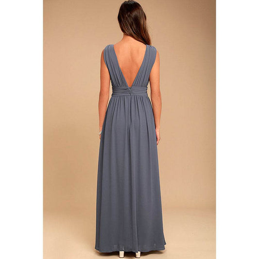 Buycenter Women's Deep V Sleeveless Long Dress - Stylish Evening Wear - Buy Center