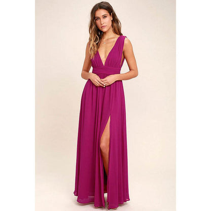 Buycenter Women's Deep V Sleeveless Long Dress - Stylish Evening Wear - Buy Center