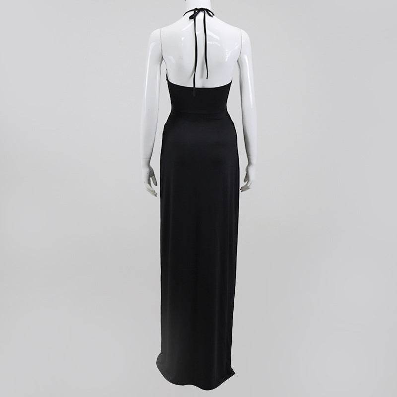 Buycenter Women's Lace-Up Halter Neck Long Skirt - Elegant Evening Dress - Buy Center