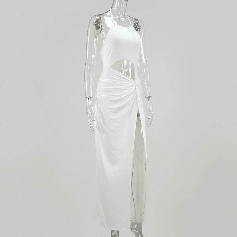 Buycenter Women's Lace-Up Halter Neck Long Skirt - Elegant Evening Dress - Buy Center