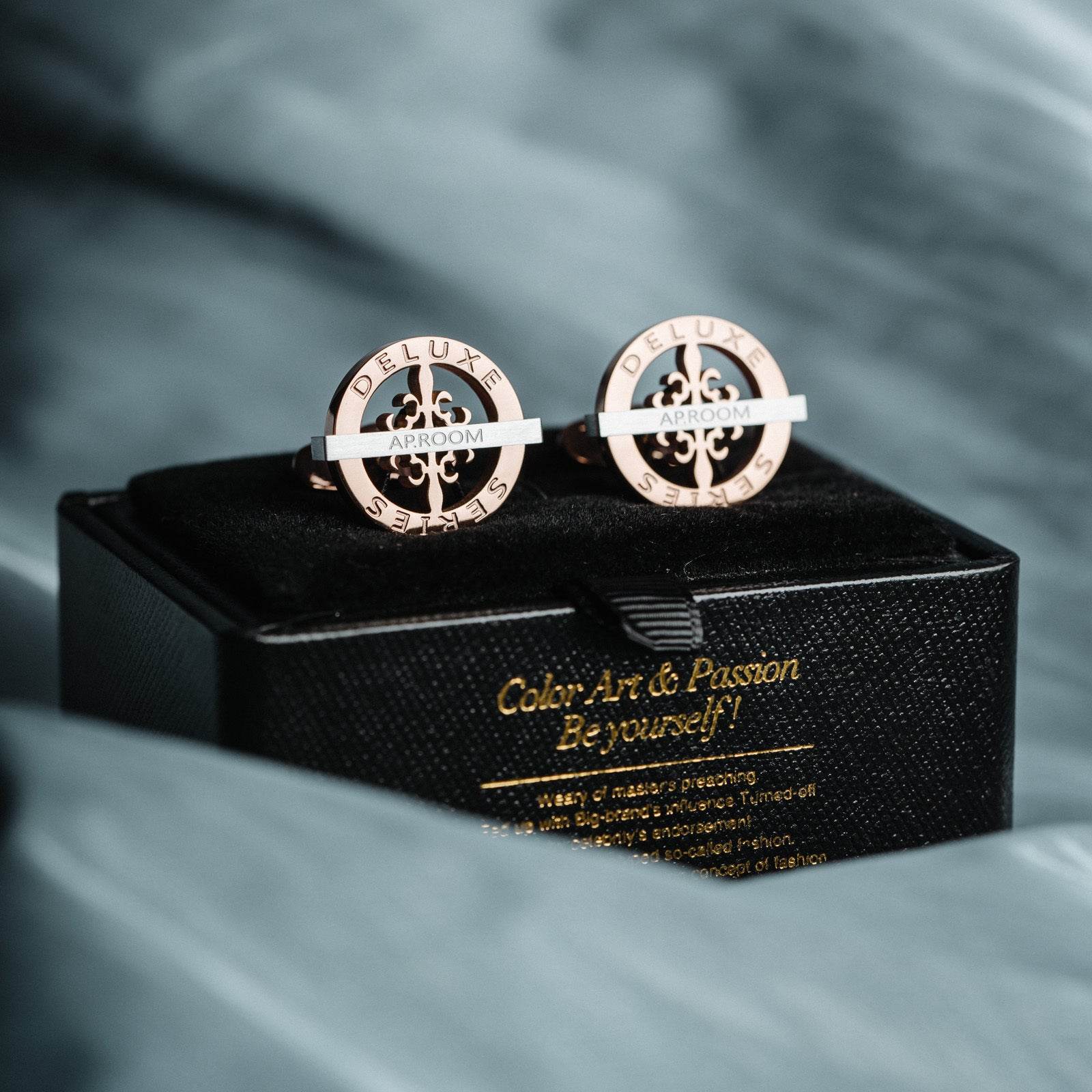 Retro Men's Cufflinks in Chocolate Steel - Elegant French Cuff Design - Buy Center