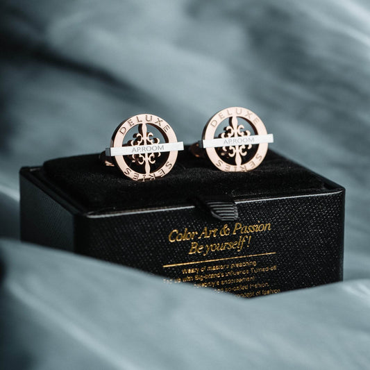 Retro Men's Cufflinks in Chocolate Steel - Elegant French Cuff Design - Buy Center