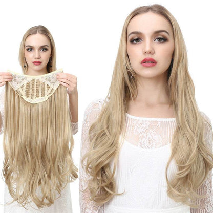 Wavy U Part Clip-In Synthetic Wig - Long Blonde & Black Style 2025 - Buy Center
