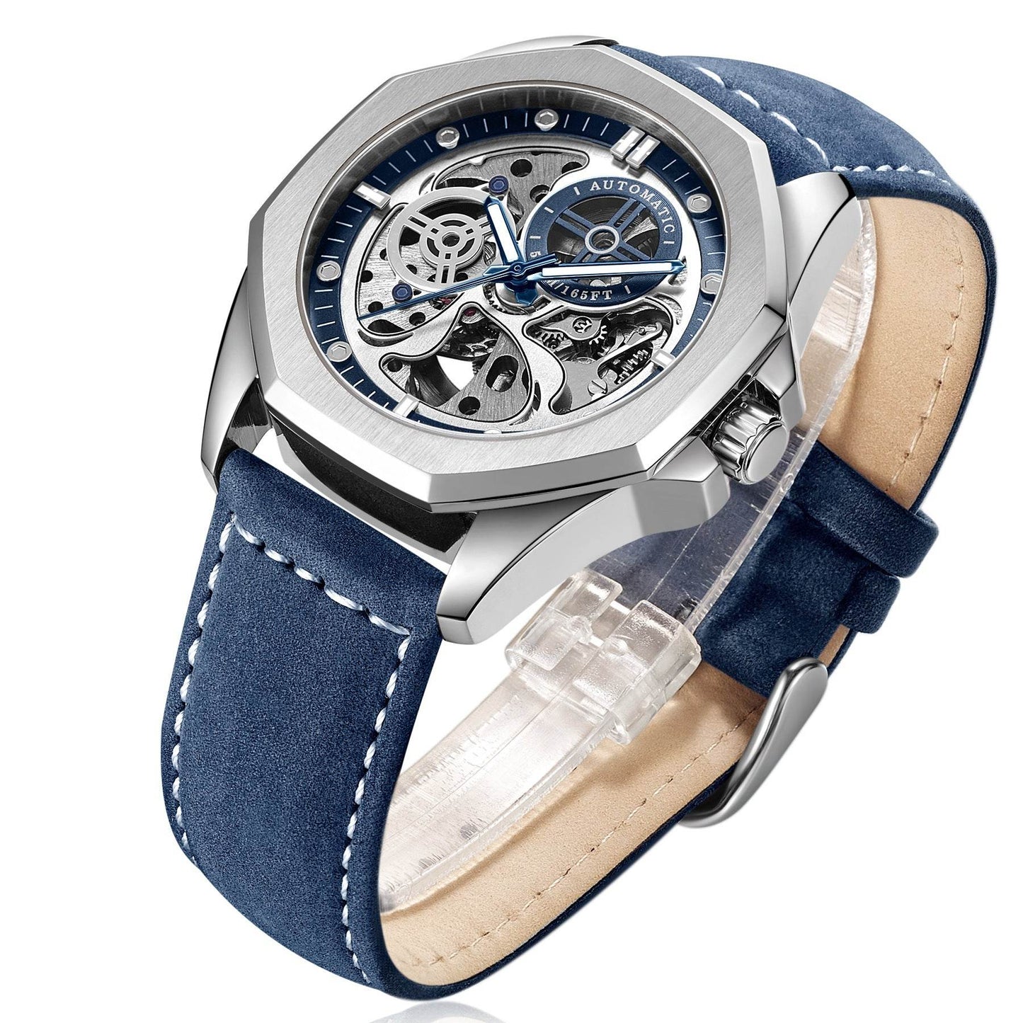 Buycenter Hollow Automatic Leather Belt Watch - Waterproof & Luminous - Buy Center