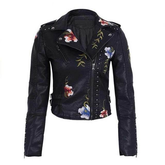 Buycenter Women's Punk Faux Leather Jacket - Tight-Fitting & Stylish - Buy Center