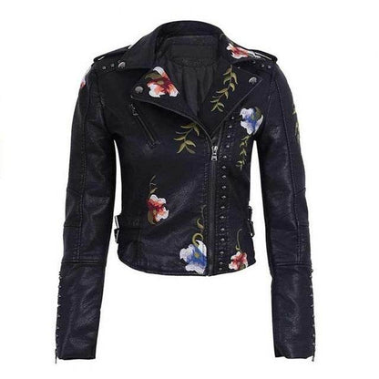 Buycenter Women's Punk Faux Leather Jacket - Tight-Fitting & Stylish - Buy Center