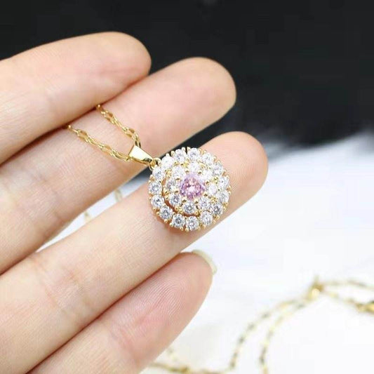 Stylish Diamond Pendant Necklace - Korean Geometric Design in Titanium - Buy Center