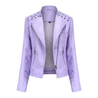 Buycenter Women's Slim PU Leather Jacket - Short Motorcycle Style - Buy Center