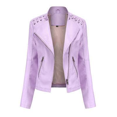 Buycenter Women's Slim PU Leather Jacket - Short Motorcycle Style - Buy Center
