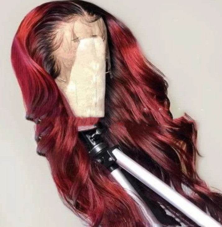 Wine Red Long Curly Hair Wig - Versatile Human Hair for Every Occasion - Buy Center