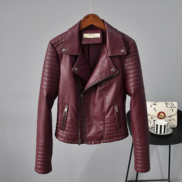 Buycenter Women’s PU Leather Jacket - Short Suit Collar, Stylish & Trendy - Buy Center