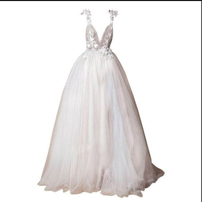 Angel Wedding Dress - Diamond Lace Collar & Chic High Slit Back Design - Buy Center
