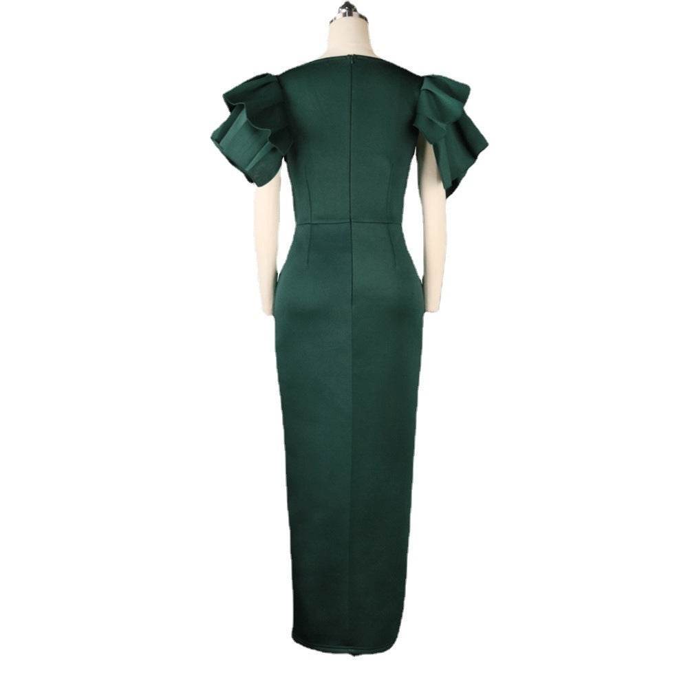 Buycenter Plus Size High-Waisted Sleeveless Evening Dress - Dark Green - Buy Center