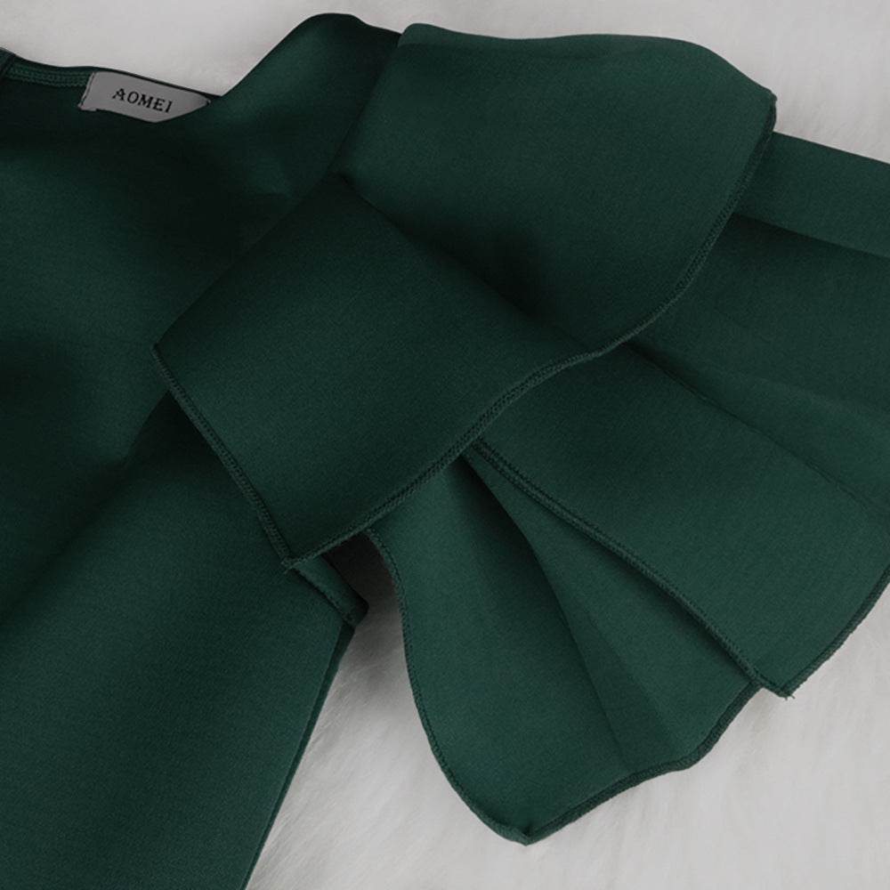Buycenter Plus Size High-Waisted Sleeveless Evening Dress - Dark Green - Buy Center
