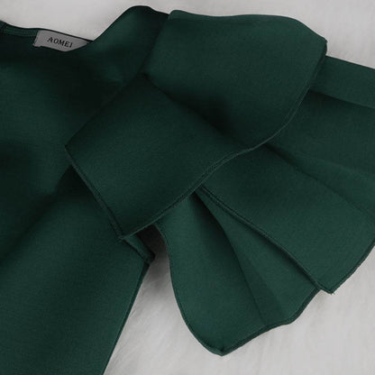 Buycenter Plus Size High-Waisted Sleeveless Evening Dress - Dark Green - Buy Center