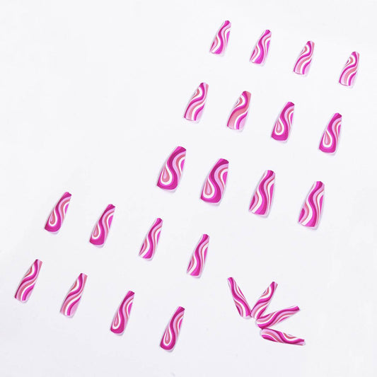 Detachable Artistic Press-On Nails Set - 24 Trendy Stylish False Tips - Buy Center