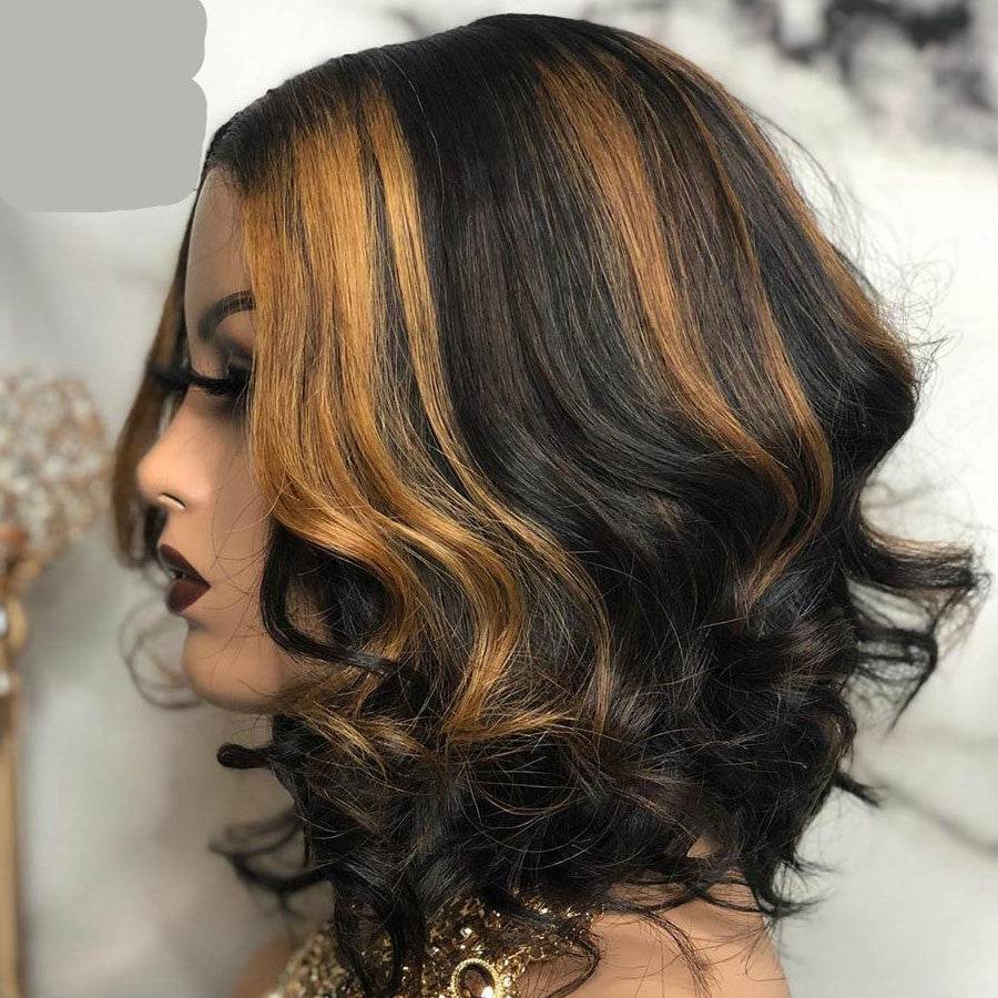 Short Curly Synthetic Wig - European American Style in Black Brown - Buy Center