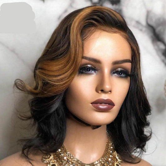 Short Curly Synthetic Wig - European American Style in Black Brown - Buy Center