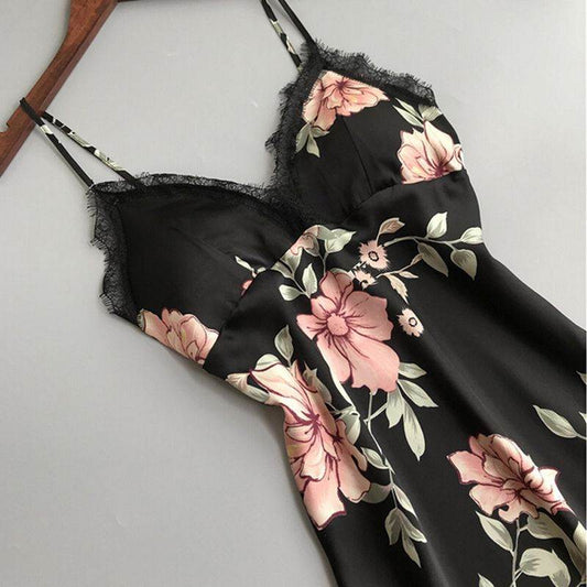 Buycenter Women's Silk Satin Lace Sleepwear - Sexy Night Dress - Buy Center